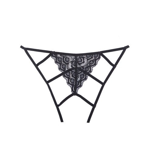 Adore Luv Black Strappy Open Front Panty for Seductive Appeal