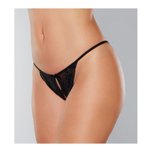 Adore Secrets Panty Abierto de Encaje Negro O/S