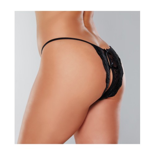 Adore Secrets Open Back Lace Panty Black O/S