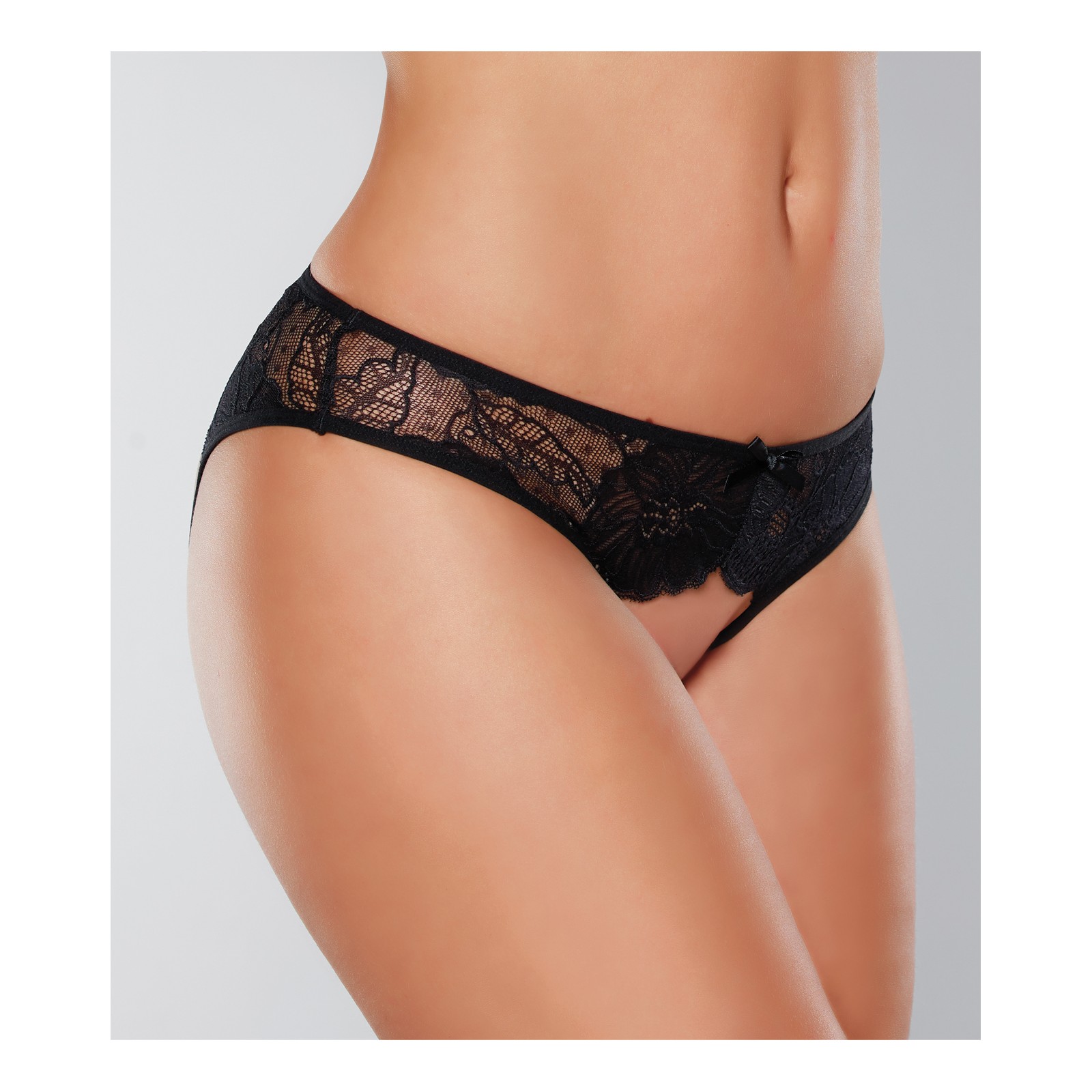 Panty Abierto de Malla y Encaje Adore Kiss Negro T. Única