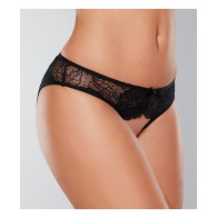 Panty Abierto de Malla y Encaje Adore Kiss Negro T. Única