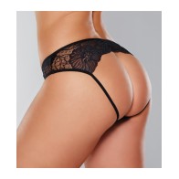 Panty Abierto de Malla y Encaje Adore Kiss Negro T. Única