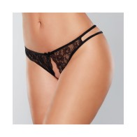 Panty Abierto de Encaje Adore Love Sick - Negro Talla Única