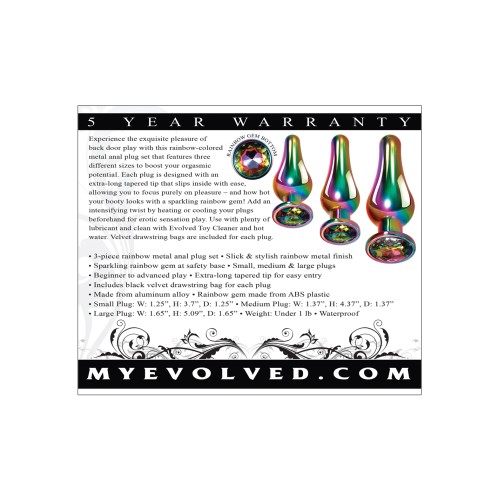 Evolved Rainbow Metal Anal Plug Set