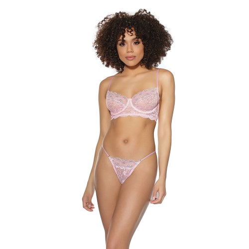 Crystal Pink Bra & G-String Set - Glamour Essentials