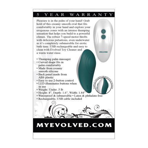 Vibrador Evolved Palm Pleasure Teal en Línea