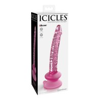 Icicles No. 86 Pink Glass Massager with Suction Cup