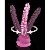 Icicles No. 86 Pink Glass Massager with Suction Cup