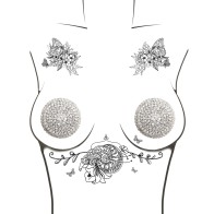 Neva Nude Burlesque Big O Crystal Jewel Pasties - Silver O/S