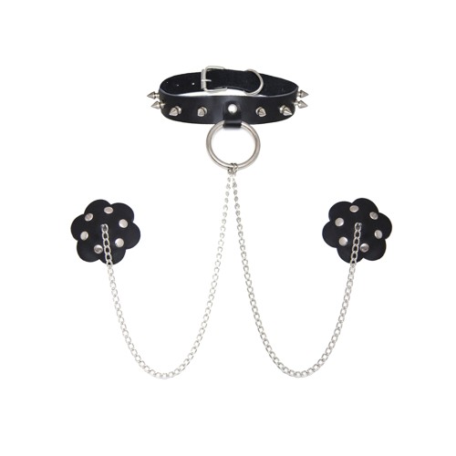 Neva Nude Burlesque Chain Choker Pasties Set