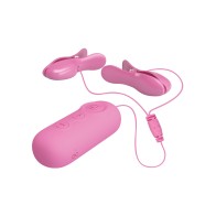 Pretty Love Romantic Wave II Estim & Vibrating Nipple Clip - Pink