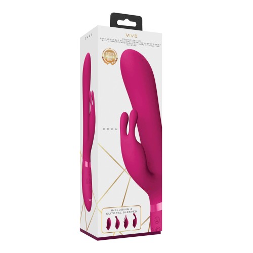 Shots Vive Chou G-Spot Rabbit w/Interchangeable Clitoral Attachments - Pink