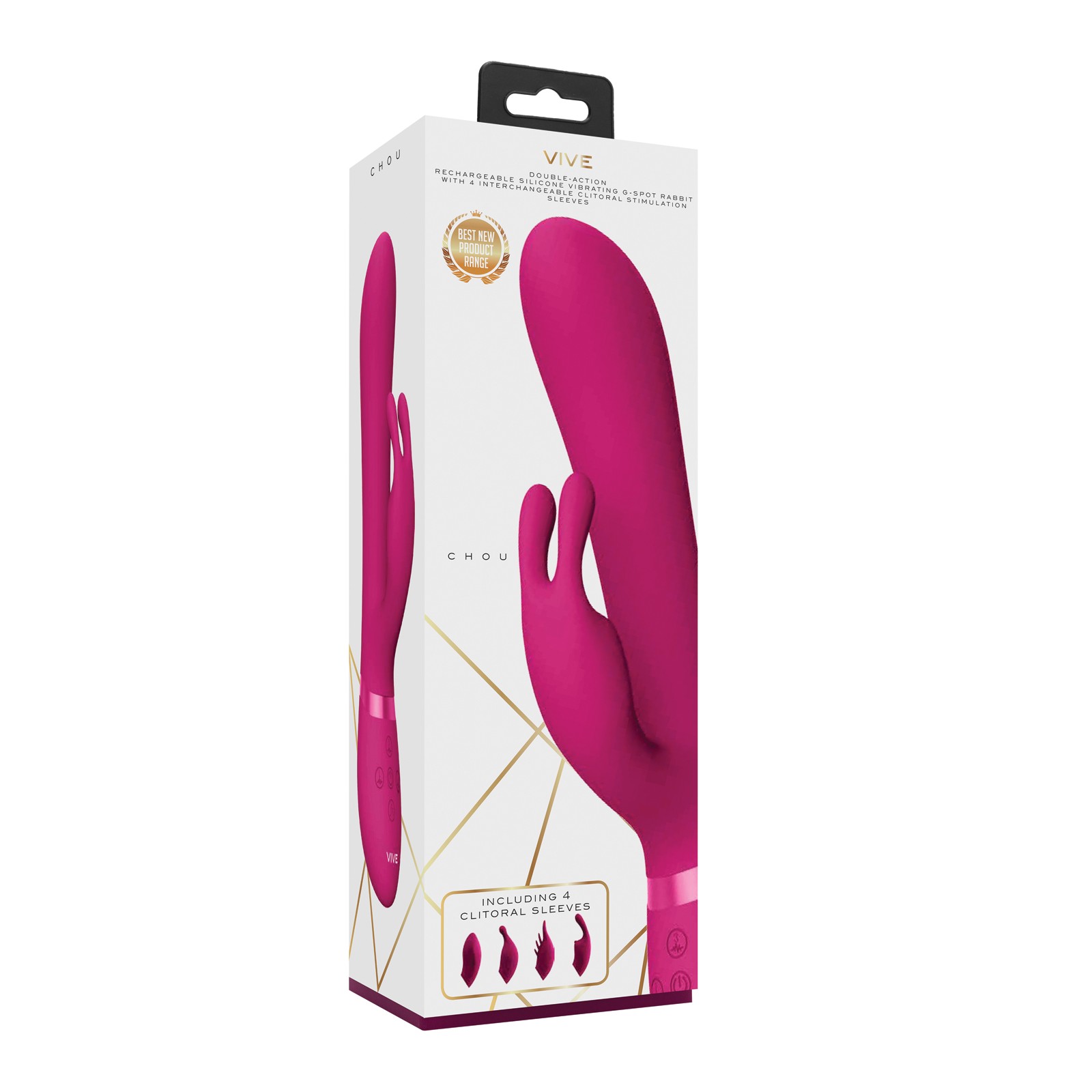 Shots Vive Chou G-Spot Rabbit w/Interchangeable Clitoral Attachments - Pink