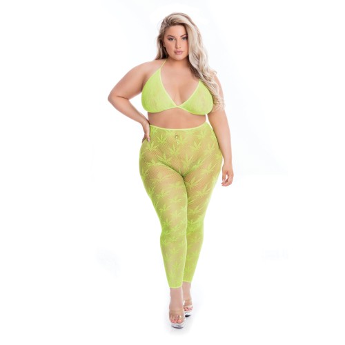 Pink Lipstick Leaf Bra & Leggings Set