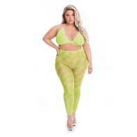 Pink Lipstick Leaf Bra & Leggings Set