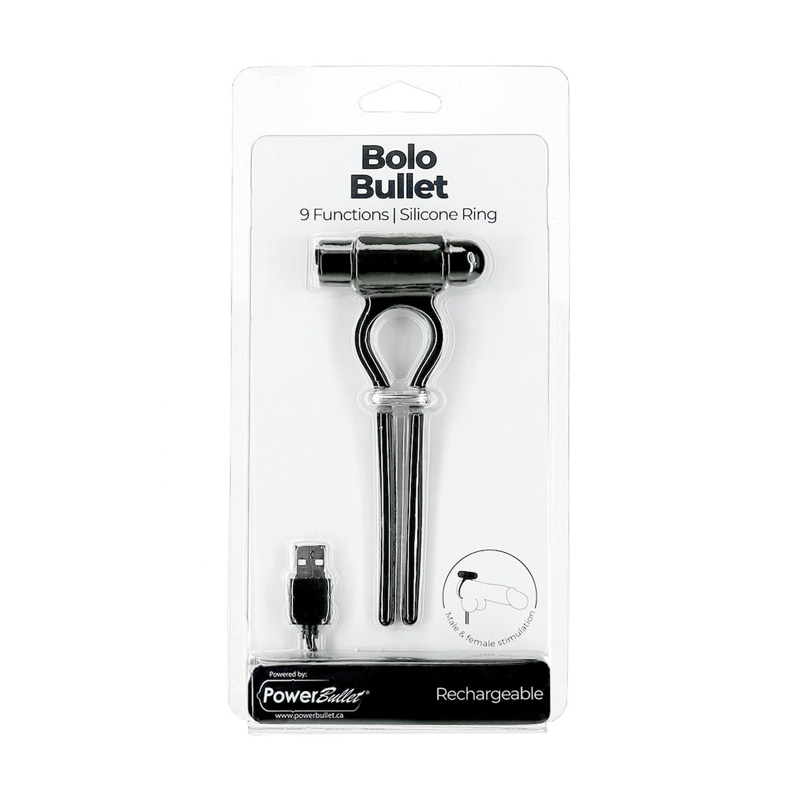 Bolo Bullet Vibrating Adjustable Cock Tie - Black