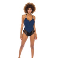 Claribel Ribbed Jersey Romper in Estate Blue/Black