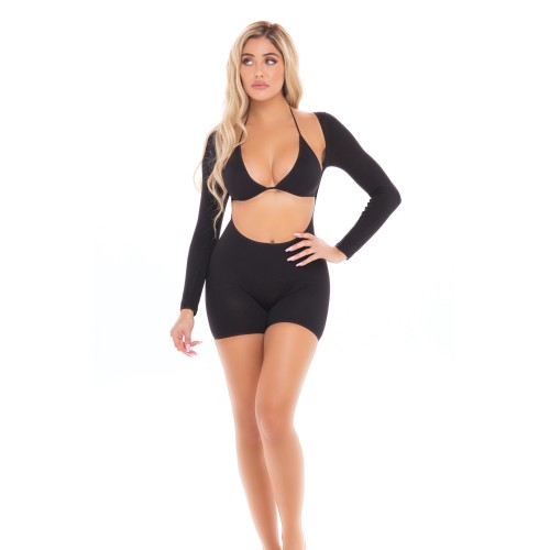 Pink Lipstick Knock Out 2 pc Play Suit - Black