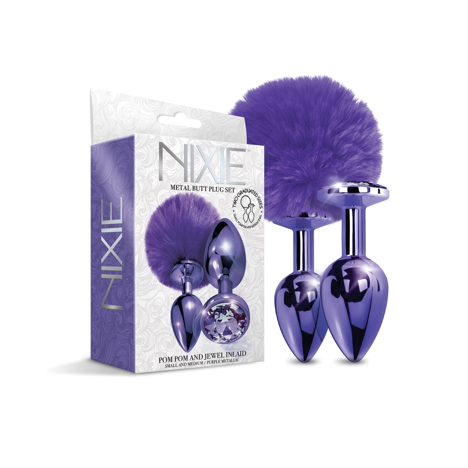 Nixie Metal Butt Plug Set - Purple Metallic for Exploration