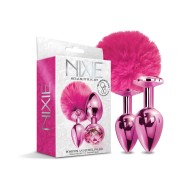 Set de Plug Anal de Metal Nixie con Joya y Pom Pom - Rosa Metálico