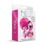 Set de Plug Anal de Metal Nixie con Joya y Pom Pom - Rosa Metálico