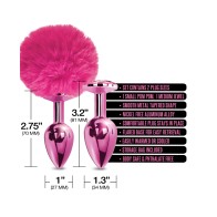 Set de Plug Anal de Metal Nixie con Joya y Pom Pom - Rosa Metálico