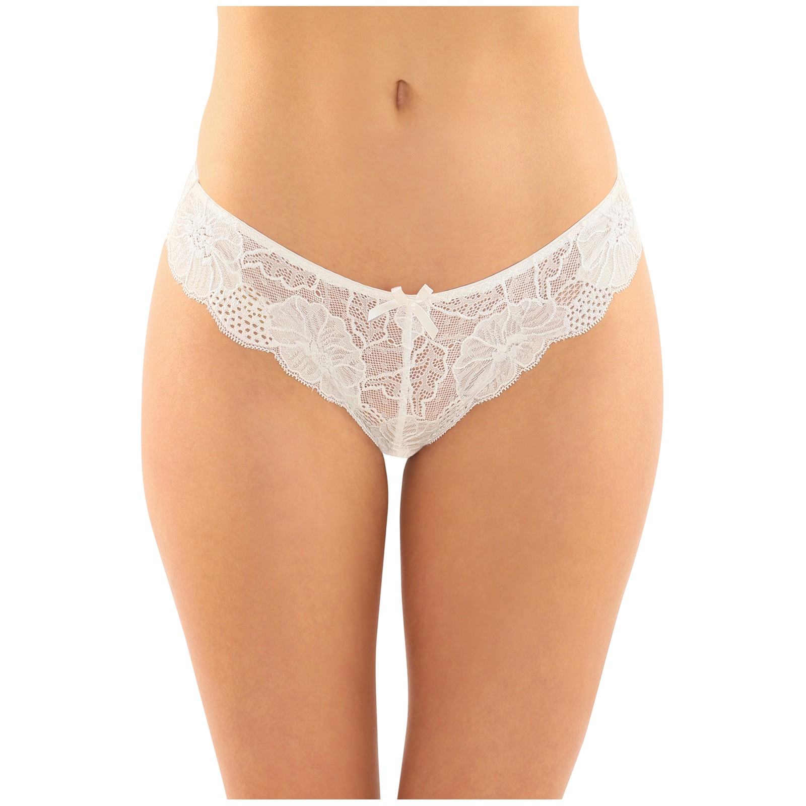 Tanga de Encaje Floral Sin Tiro Poppy Blanco L/XL