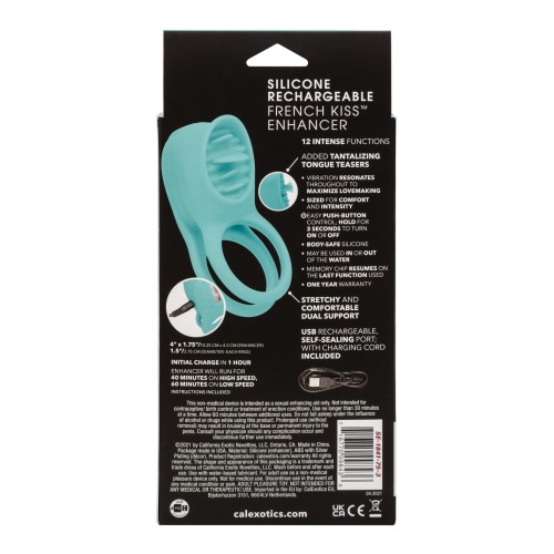 Couple's Enhancers Silicone Rechargeable French Kiss Enhancer - Teal