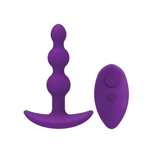 A Play Beaded Silicone Anal Plug with Remote Purple