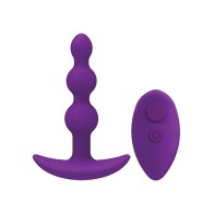 A Play Beaded Silicone Anal Plug with Remote Purple