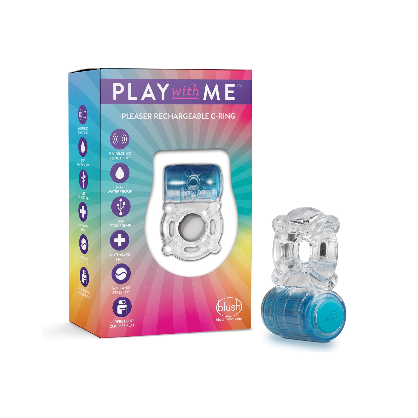 Blush Play with Me Rechargeable C Ring - Blue