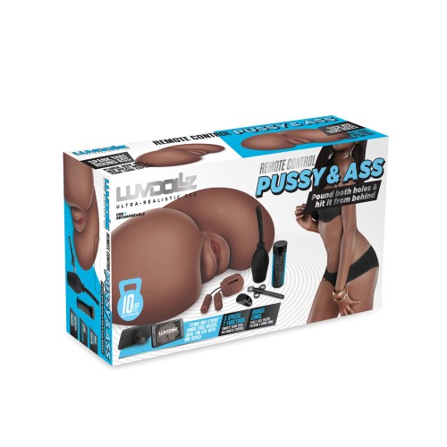 Luvdollz Pussy & Ass Recargable con Control Remoto - Mocha