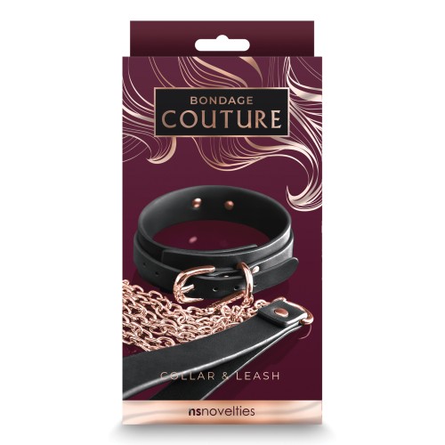 Bondage Couture Collar and Leash Set Black