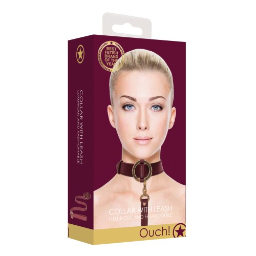 Shots Ouch Halo Collar with Leash - Burgundy