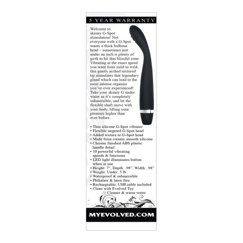 Evolved Skinny G Vibrador de Silicona para Punto G - Negro