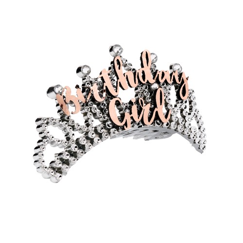 Rose Gold Birthday Girl Tiara for Elegant Celebrations