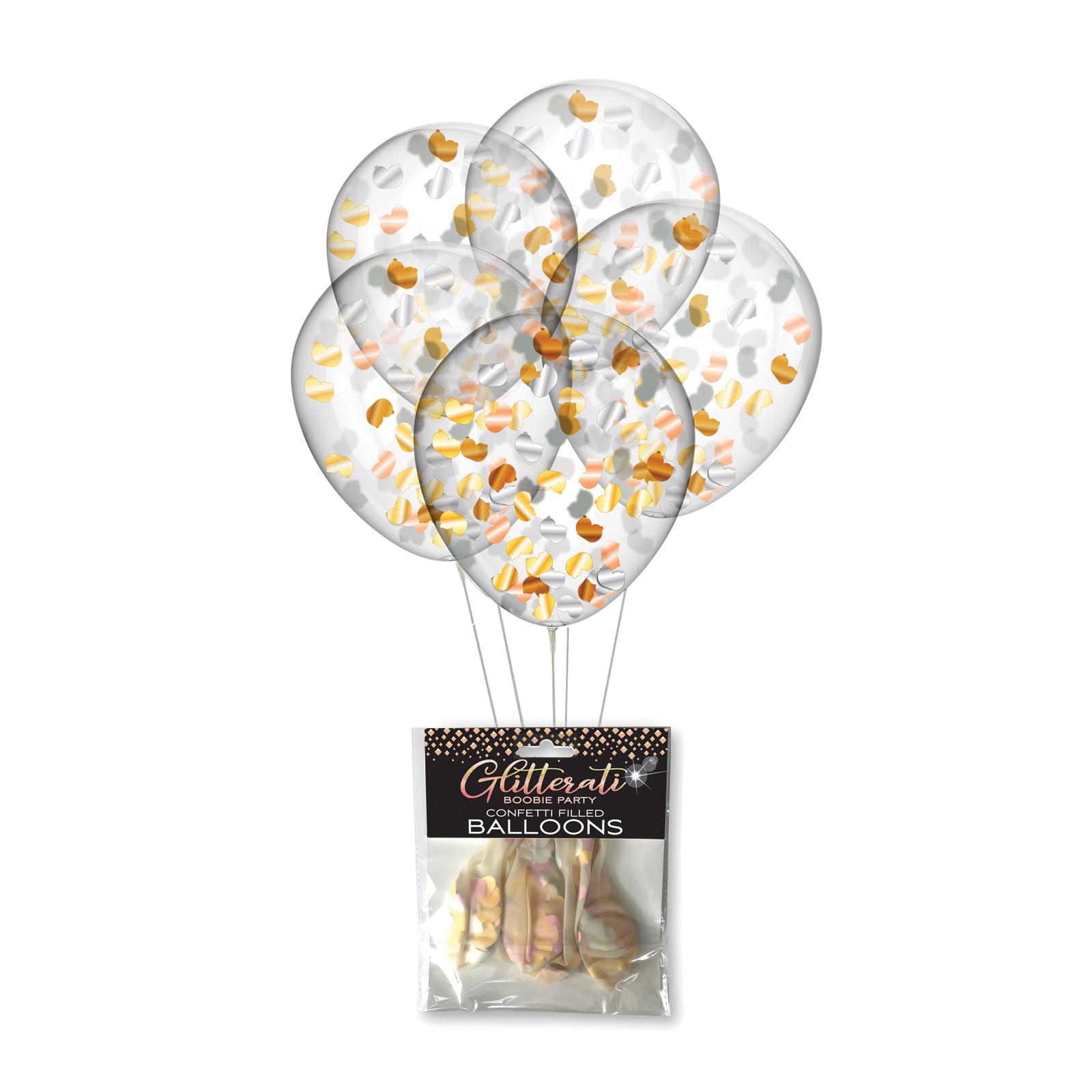 Globos de Confeti Glitterati con Pechos - Pack de 5