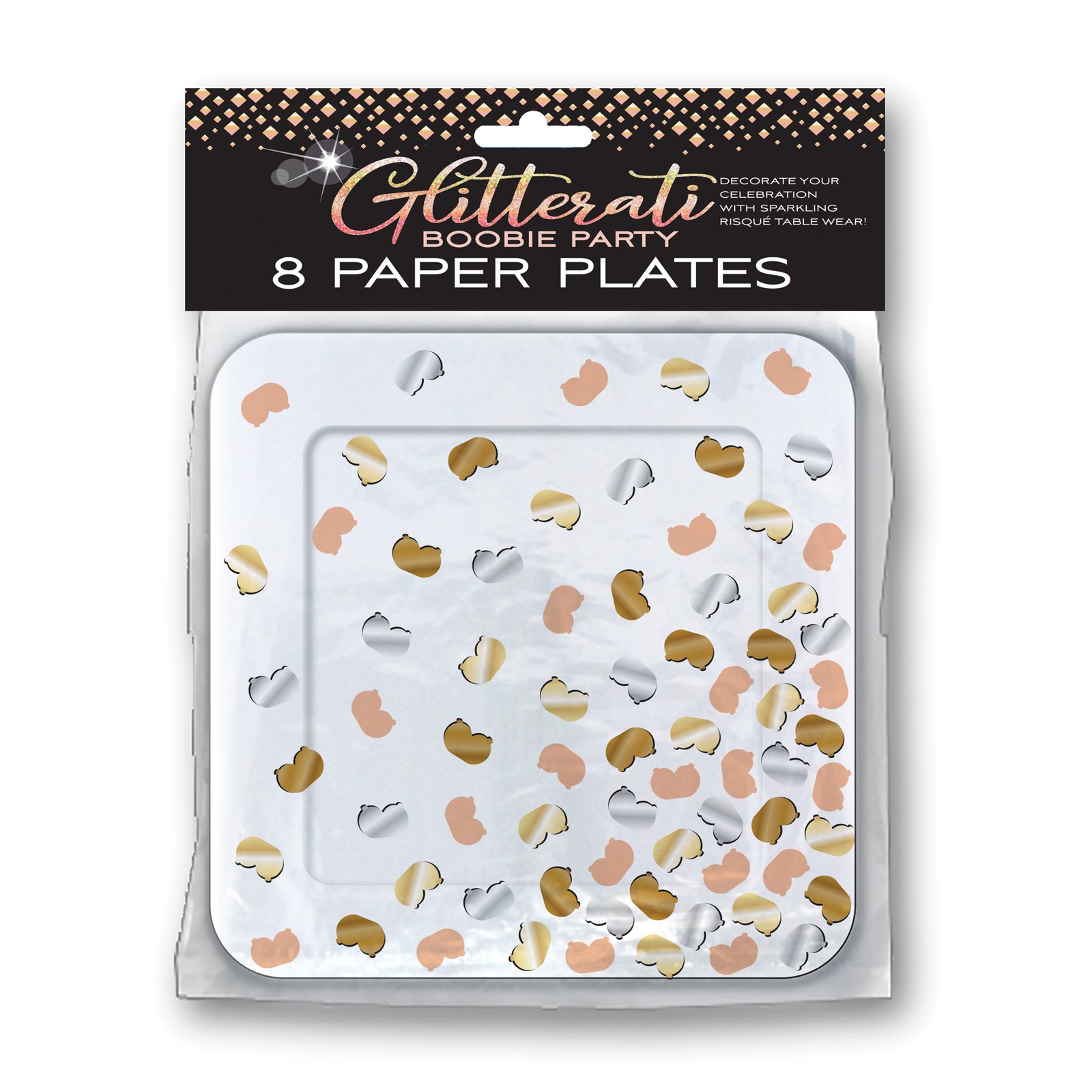 Glitterati Boobie Party Plates Pack of 8