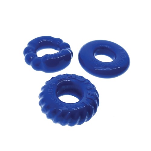 Kit de Tres Anillos para el Pene Oxballs Bonemaker - Azul Pool