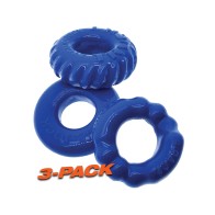 Kit de Tres Anillos para el Pene Oxballs Bonemaker - Azul Pool