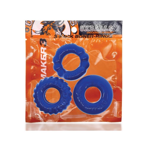 Kit de Tres Anillos para el Pene Oxballs Bonemaker - Azul Pool