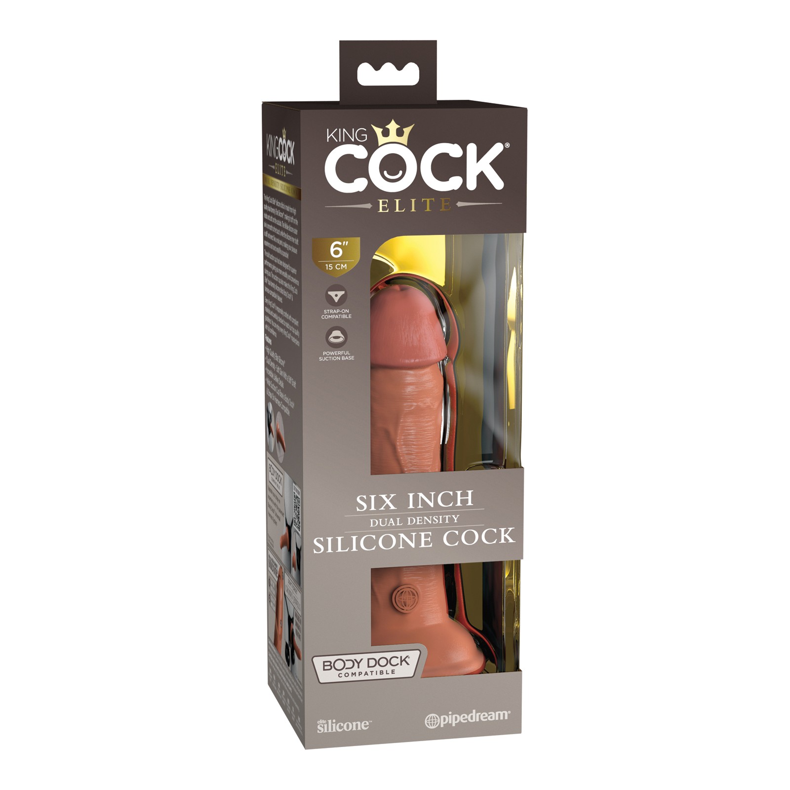 Dildo de Densidad Doble King Cock Elite de 6 Pulgadas Tan