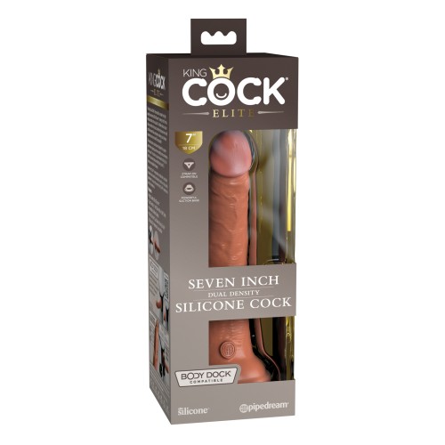 Dildo de Silicona Dual Densidad King Cock Elite 7 Pulgadas - Tan