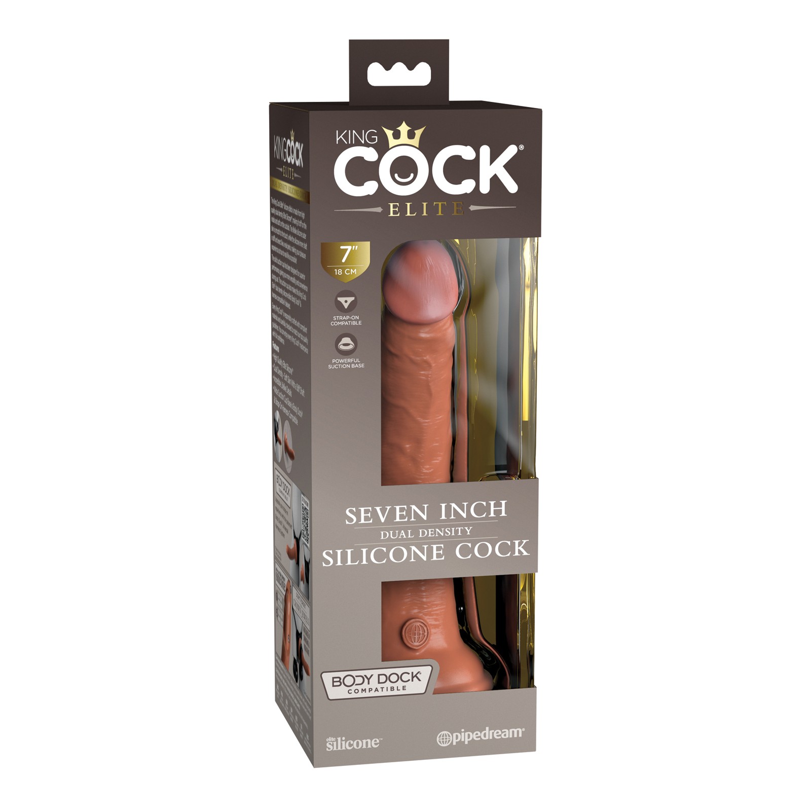 Dildo de Silicona Dual Densidad King Cock Elite 7 Pulgadas - Tan