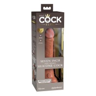 King Cock Elite 7 Inch Dual Density Silicone Dildo - Tan