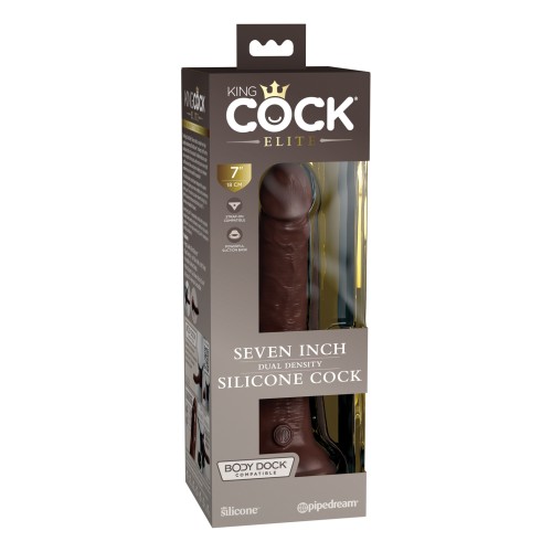 Pene de Silicona de Densidad Dual King Cock Elite de 7" - Marrón