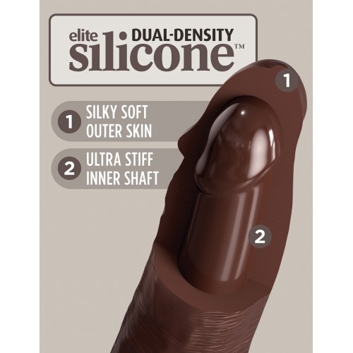 Pene de Silicona de Densidad Dual King Cock Elite de 7" - Marrón