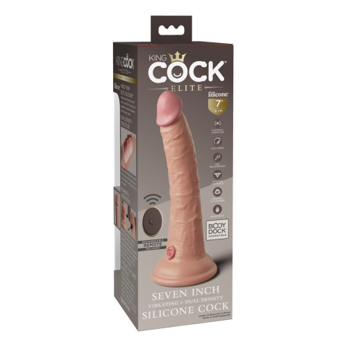 Dildo King Cock Elite de 7" de Densidad Doble con Control Remoto - Claro