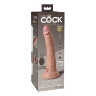 King Cock Elite 7" Dual Density Dildo with Remote - Light