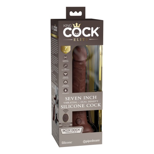 King Cock Elite 7 Inch Vibrating Dildo with Remote Brown